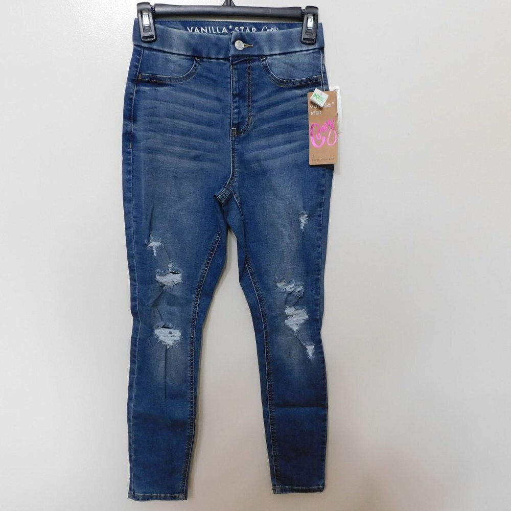 JR148 Vanilla Star Juniors' High Rise Curvy Pull-On Jeans Size Small / 24 x 27